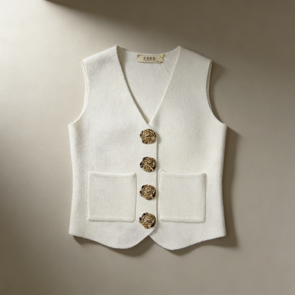 Gilet blanc - bouton doré