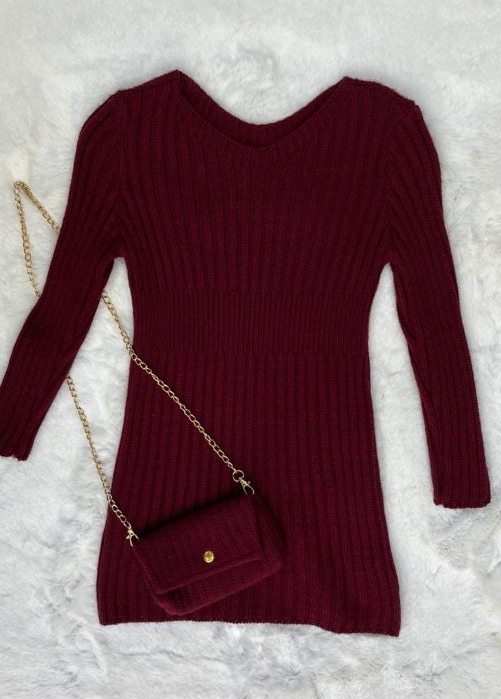 ✨ Robe enfant bordeaux – Élégance & sac assorti