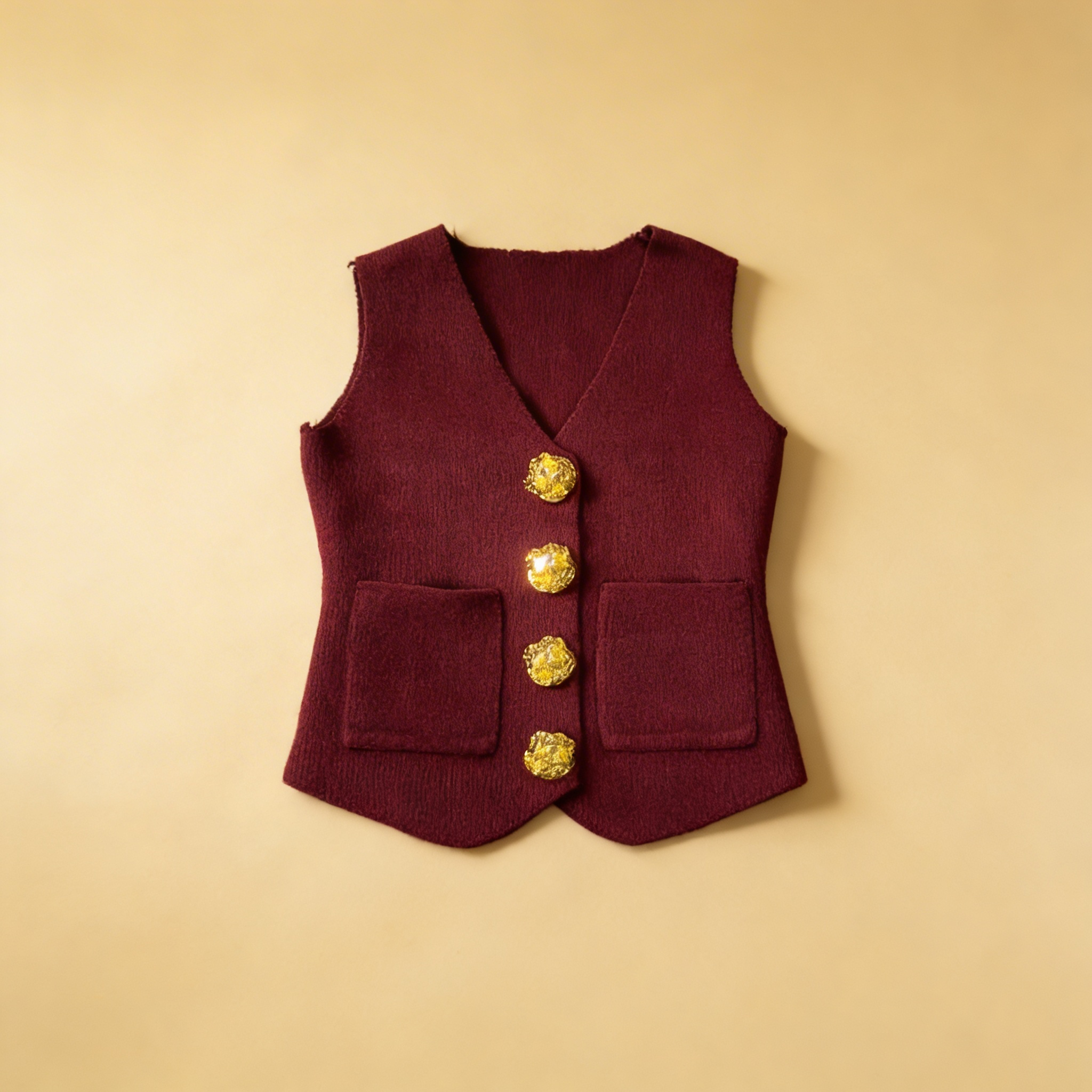 Gilet Bordeaux - Bouton Doré