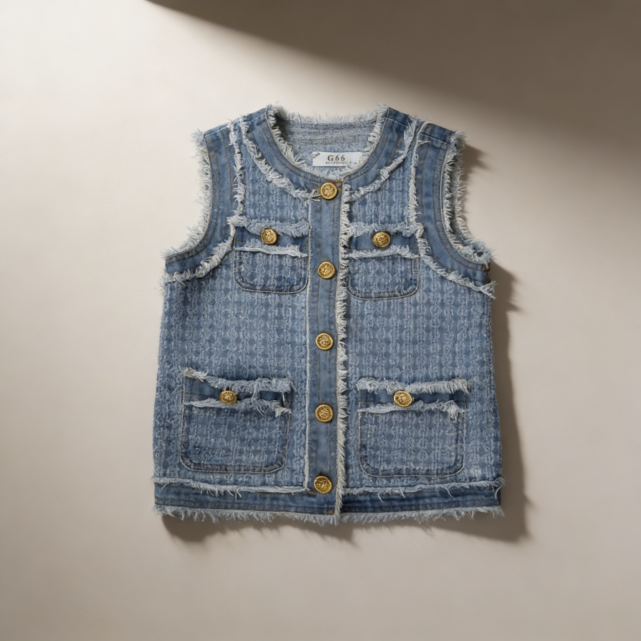 Veste jean - bouton or