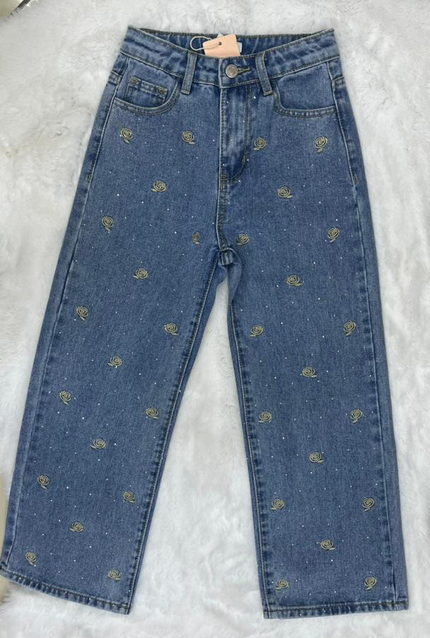 Jean motif roses