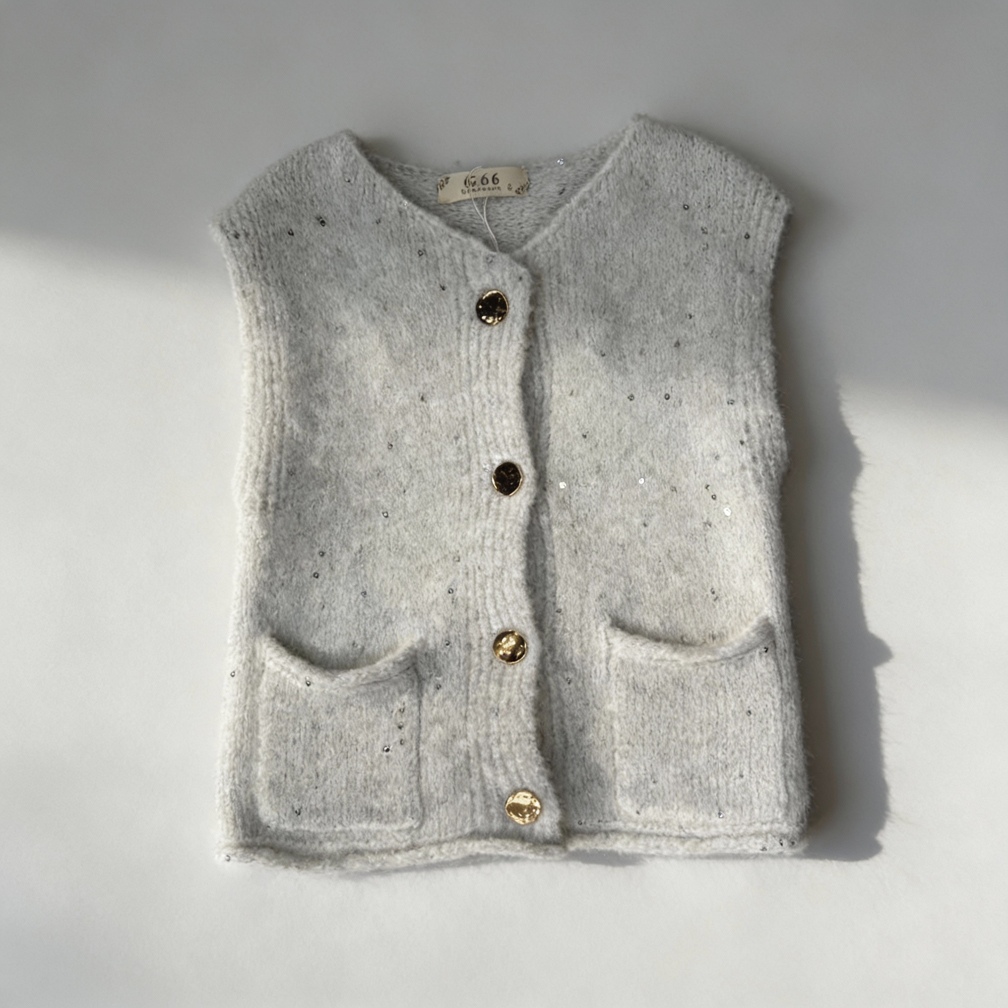 ✨ Gilet sans manches enfant – Maille douce blanc cassé
