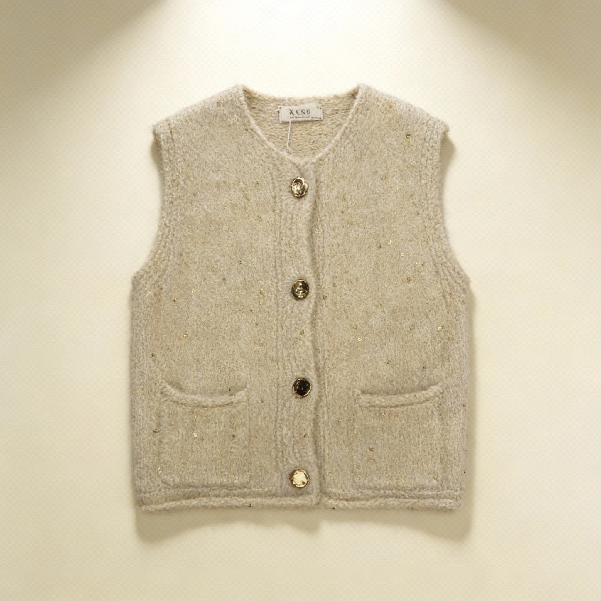 ✨ Gilet sans manches enfant – Maille douce beige