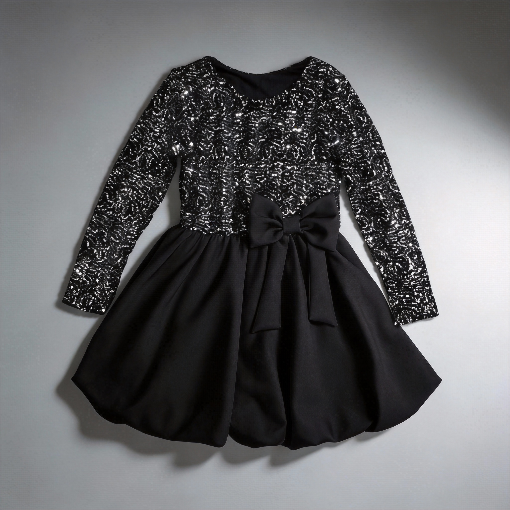 ✨ Robe enfant élégante noire – Dentelle & nœud couture