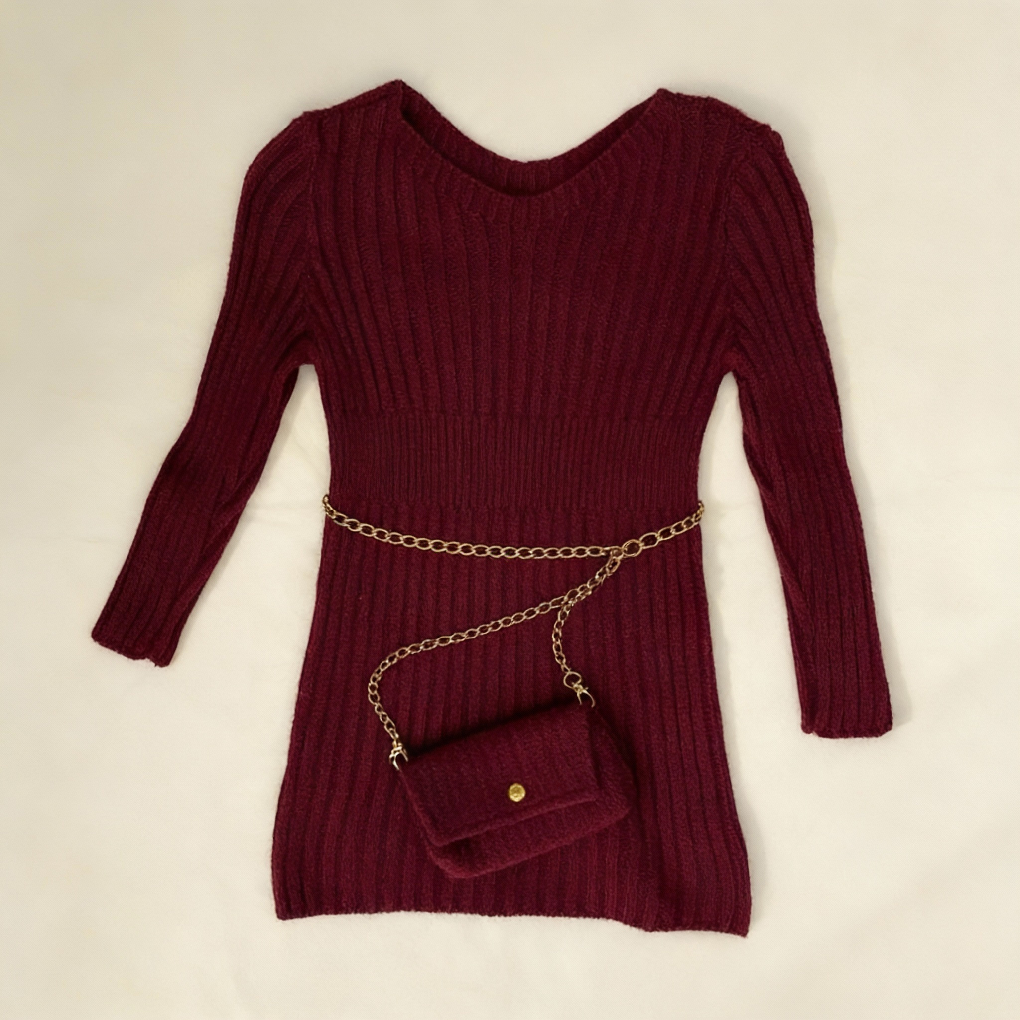 ✨ Robe enfant bordeaux – Élégance & sac assorti