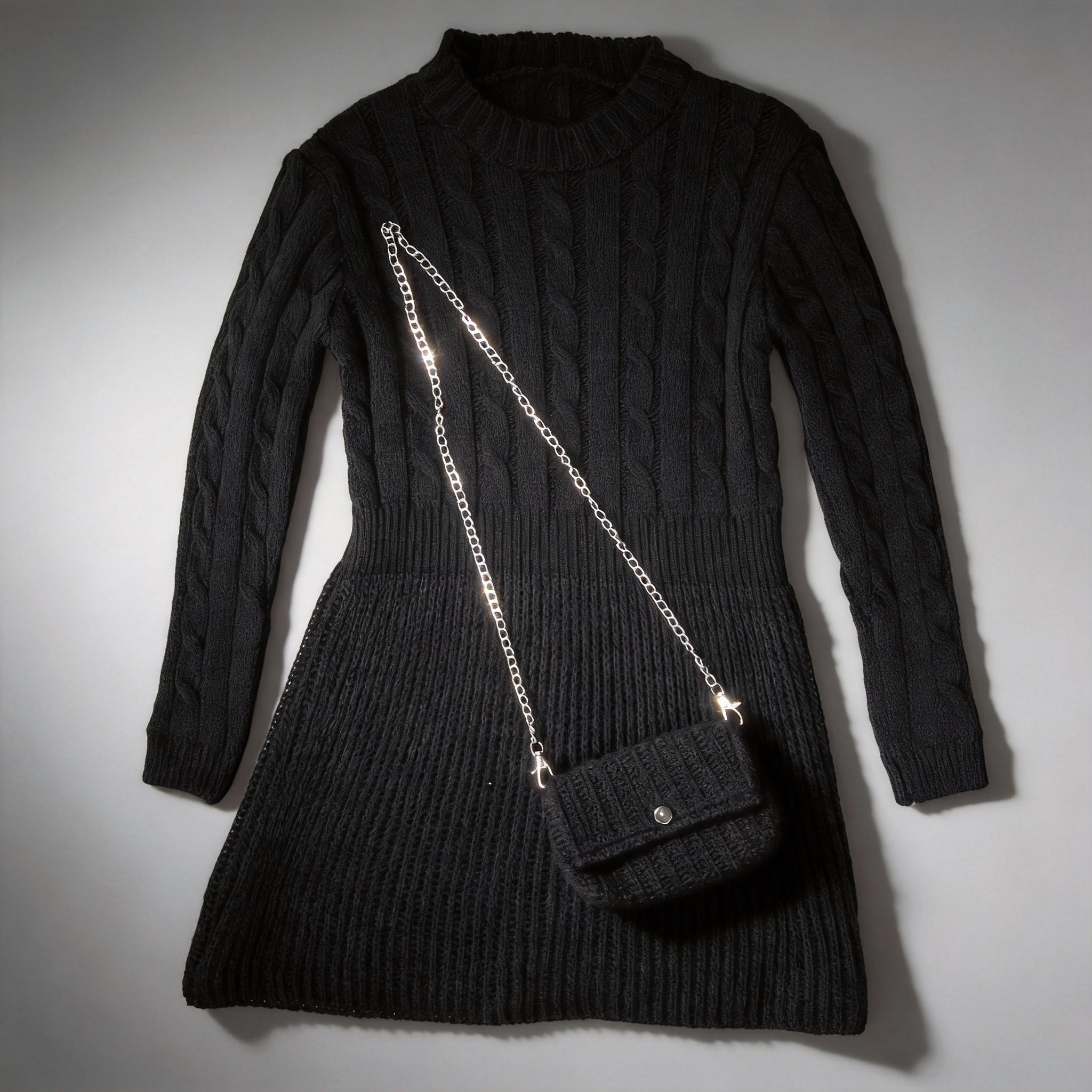 Robe en laine marron – Avec petit sac assorti 🖤✨